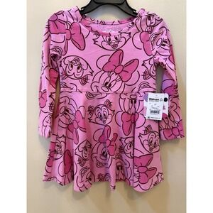 Disney Jr. Minnie Mouse Pink Long Sleeve Dress Size 2T NWT